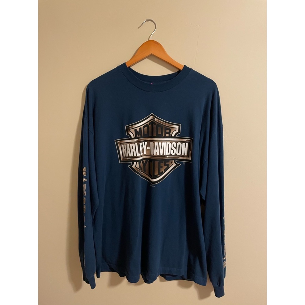 2011 Black Hills Rapid City SD Harley Davidson Longsleeve Graphic Shirt XXL Blue